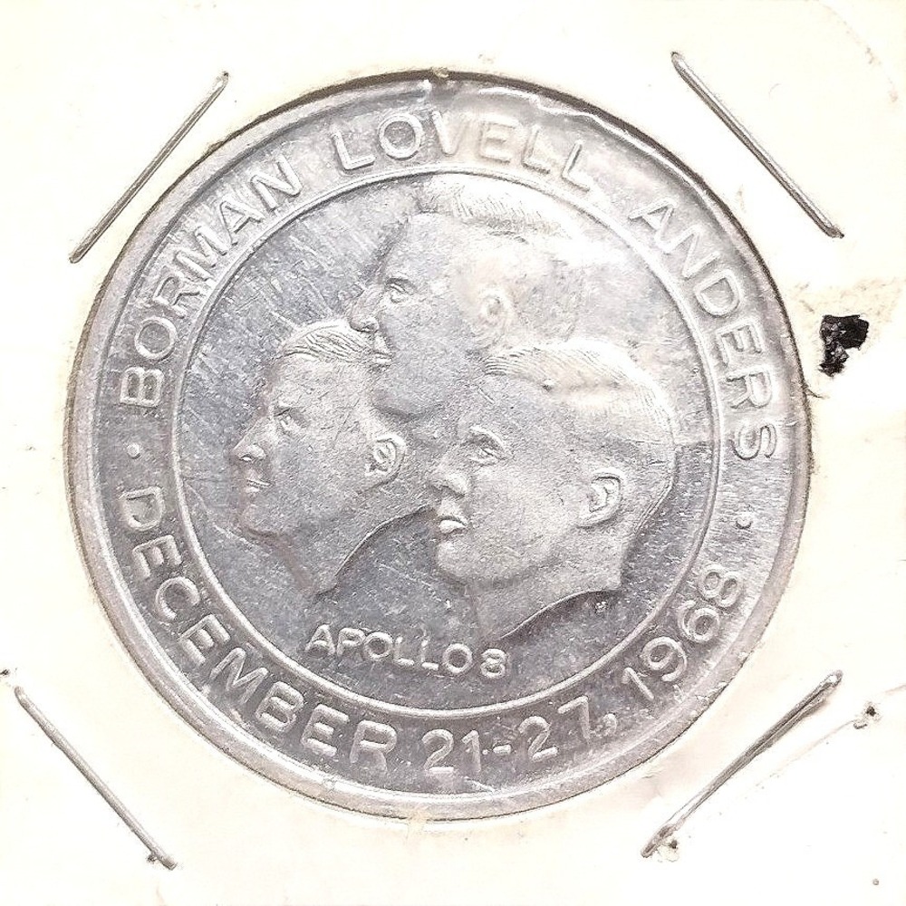 Apollo 8 Flown Metal Medallion 1968 First Lunar Flight Borman Lovell Anders Coin